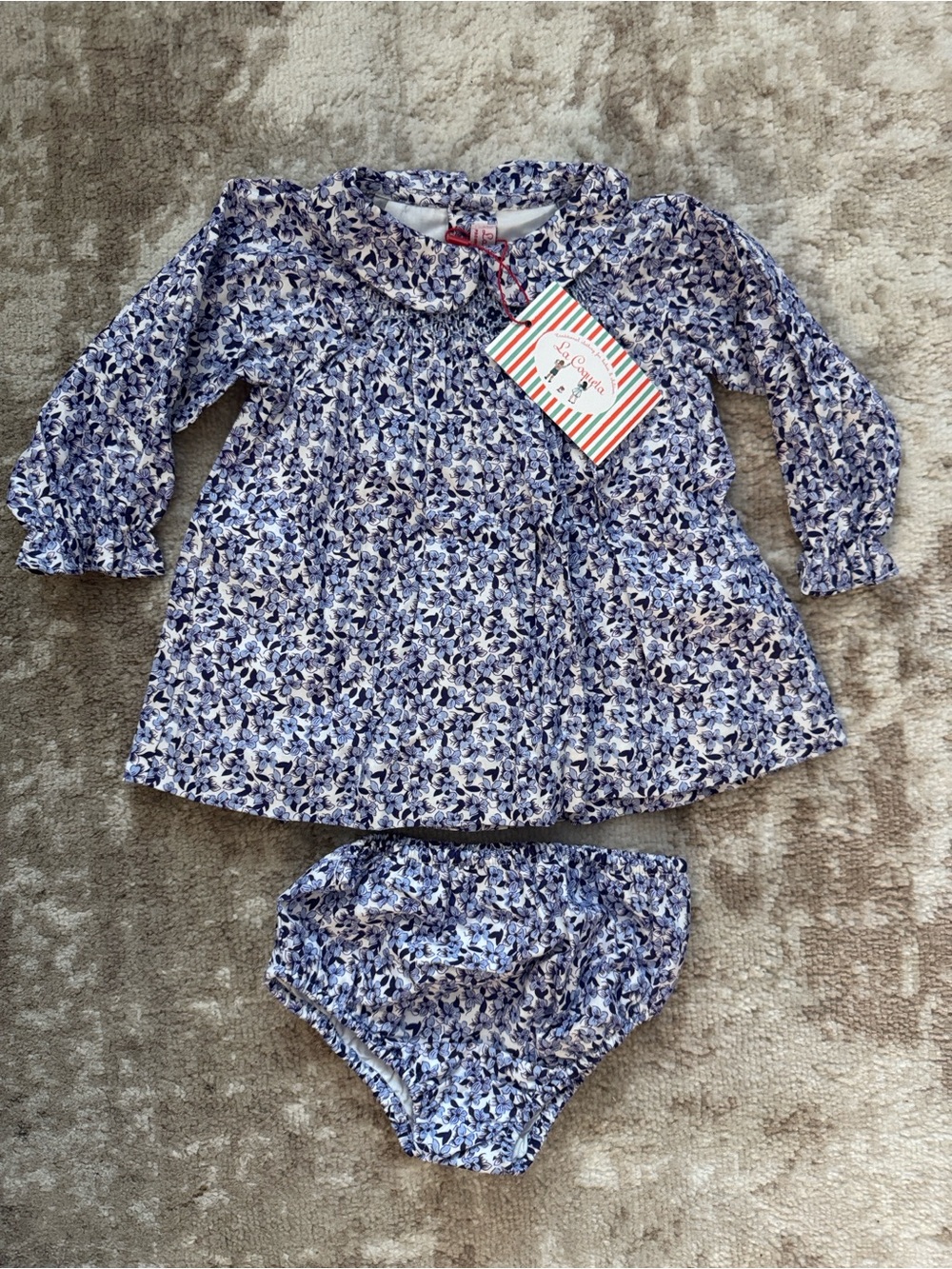 NWT La Coqueta Floral Long Sleeve Dress + Bloomers, 12 months